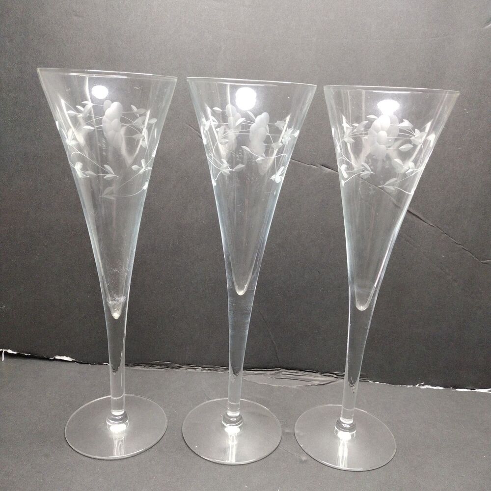 Princess House Set Of (3) Crystal Champagne Glasses/ Flutes Glasses Heritage